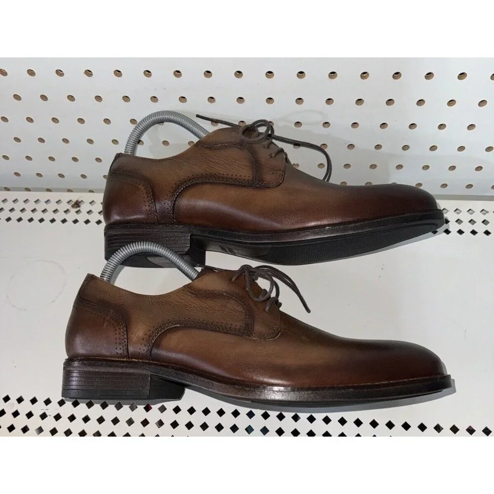 Johnston & Murphy Hawthorn Mens Leather Casual Dress Shoes Oxfords Size 8 Brown